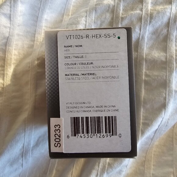 New Vitaly Hex Ring - Stainless Steel - Sz 5 - Picture 3 of 5